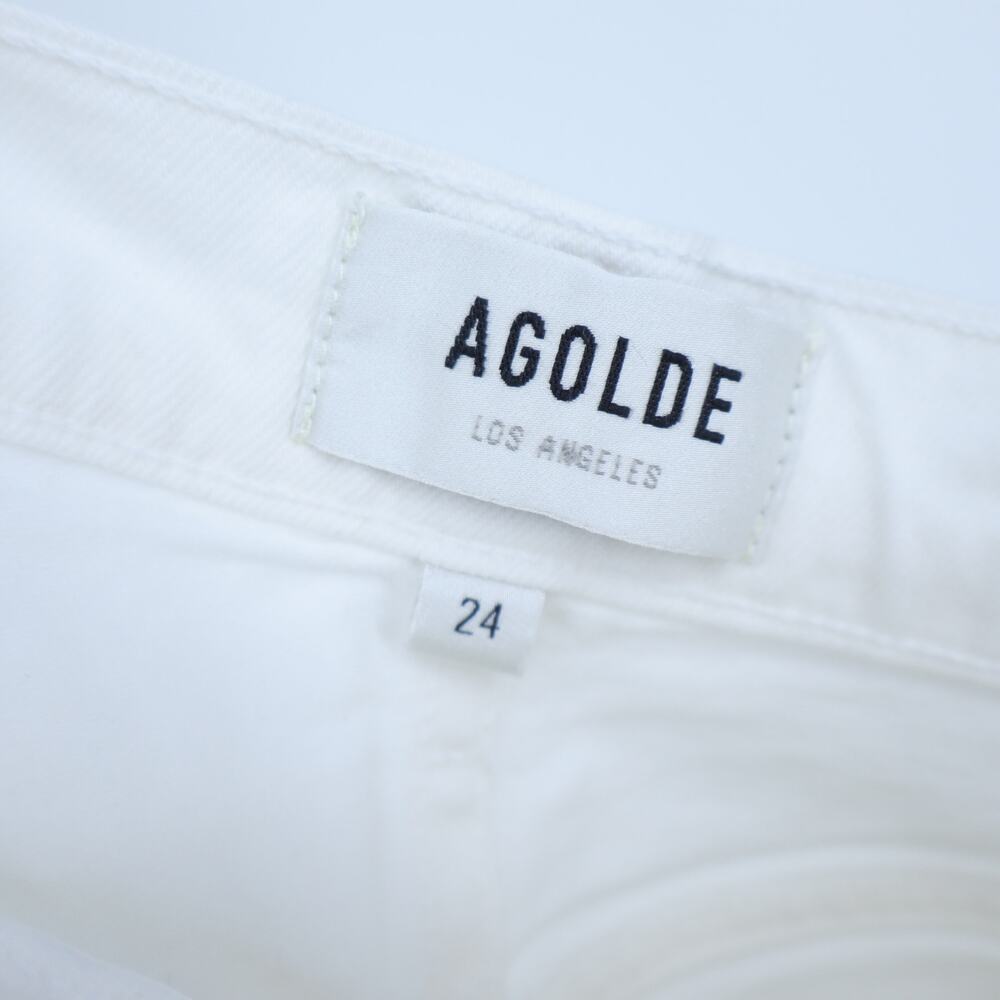 AGOLDE Riley Straight Crop Jeans Blurred White High Rise Button Fly Women's 24 - Picture 9 of 11